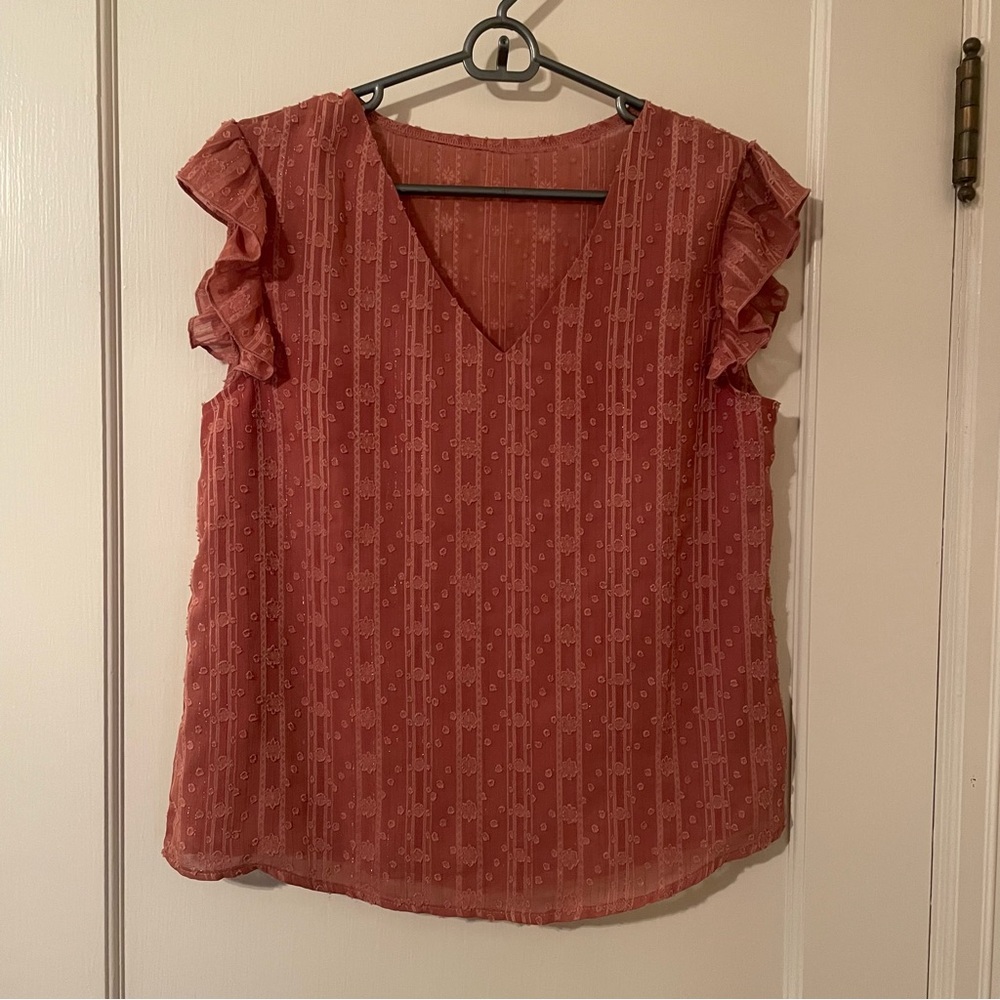 Shein V-Neck Ruffle Sleeve Women's Blouse Size S